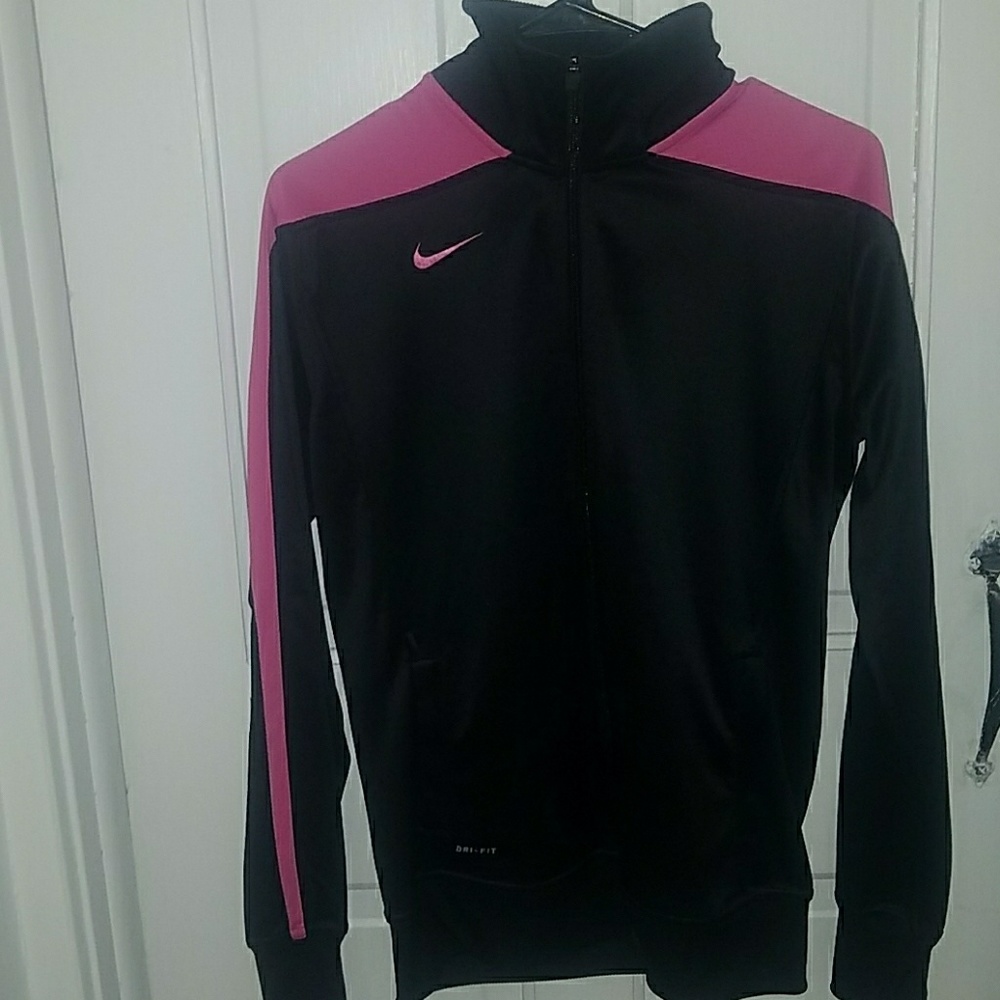 Black and pink nike dri fit zip up